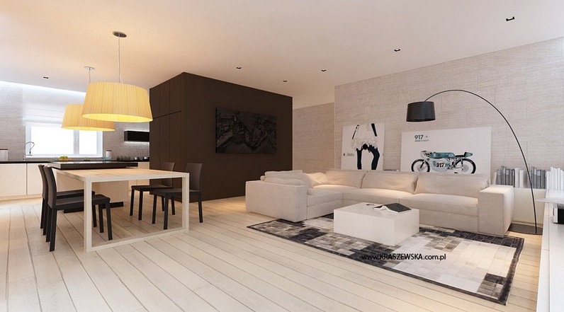 White brown kitchen diner lounge | Interior Design Idea
