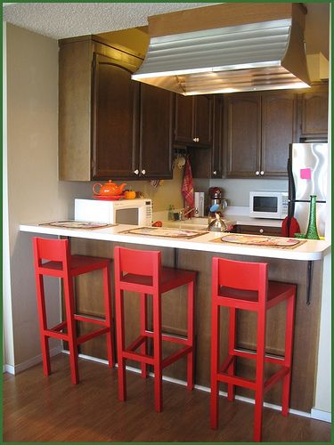 Whole House Color Scheme: Brown, Turquoise & Red | Simple kitchen .