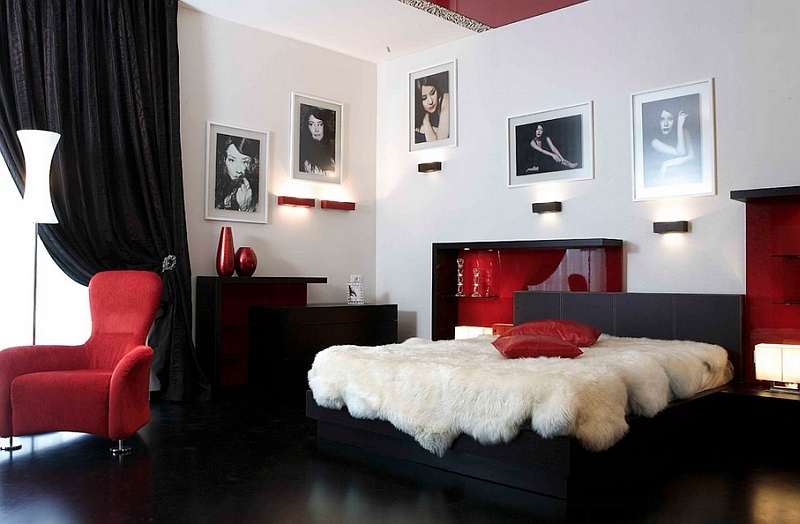 Red, Black And White Interiors: Living Rooms, Kitchens, Bedroo