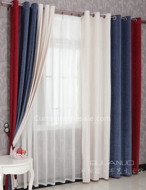 Boys Bedroom Curtains in Red Blue and White Combined Colors for .