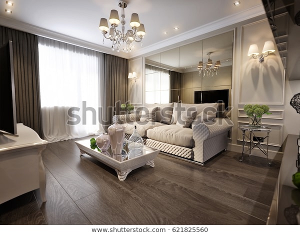 Modern Classic New Traditional Living Room Stock Illustration .