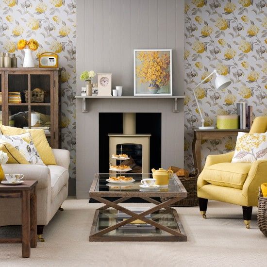 Grey living room with yellow accents | Grey, yellow living room .