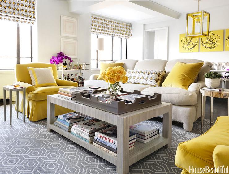 Contemporary Yellow and Gray Living Room - Contemporary - Living .