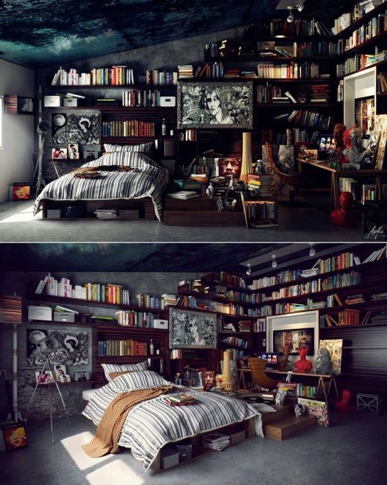 把臥房變成迷你圖書館，10個愛書人都會喜歡的Bedroom Library Ideas .