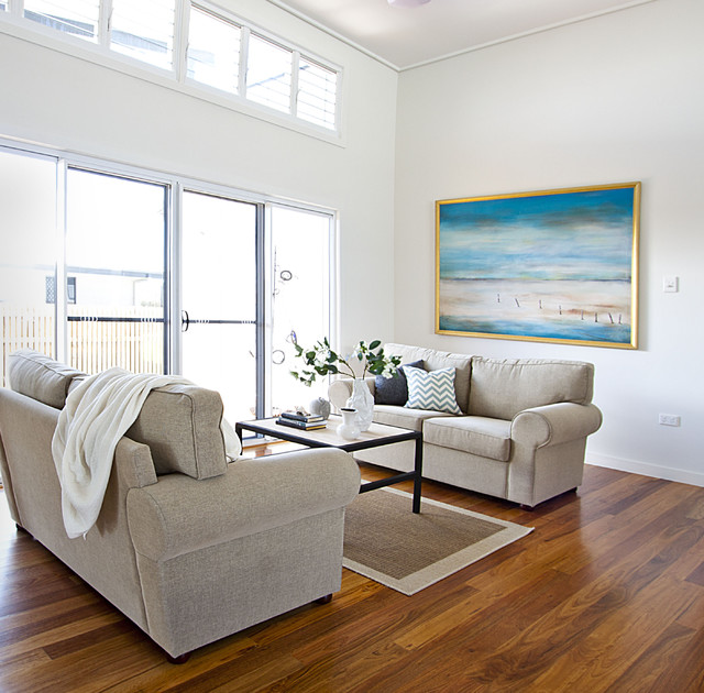Contemporary Coastal Home - Beach Style - Living Room - Brisbane .
