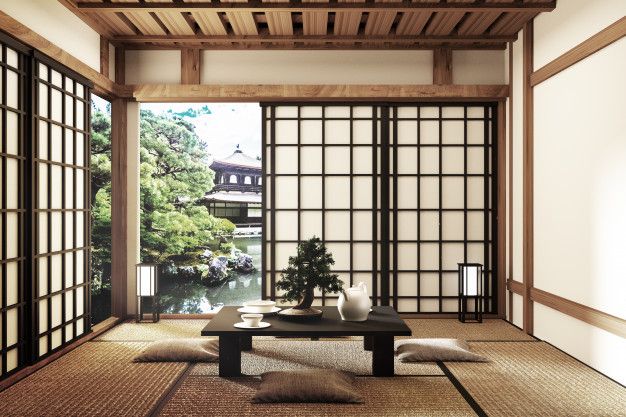 Mock Up - Modern Living Room, Japanese Style. 3d Rendering in 2020 .