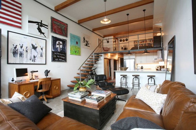 Oliver Simon Design Loft Project - Industrial - Living Room .