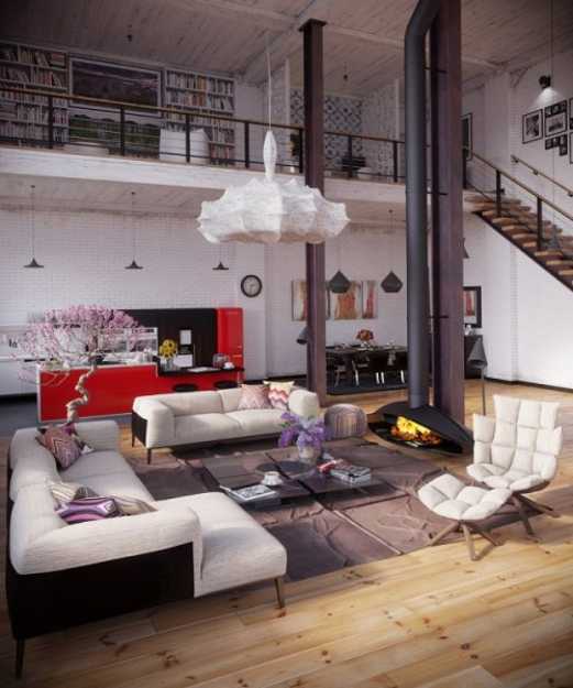 Modern Loft Living Spaces Blending Organic Design and Industrial .
