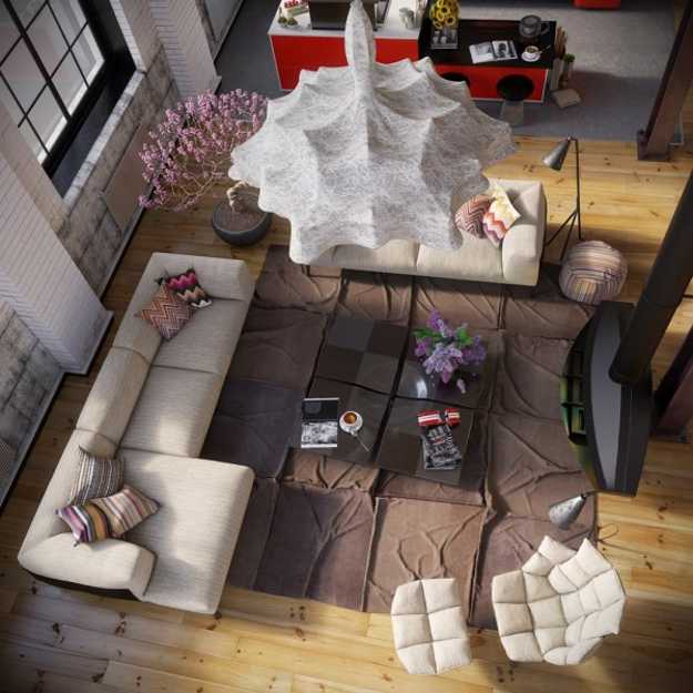 Modern Loft Living Spaces Blending Organic Design and Industrial .