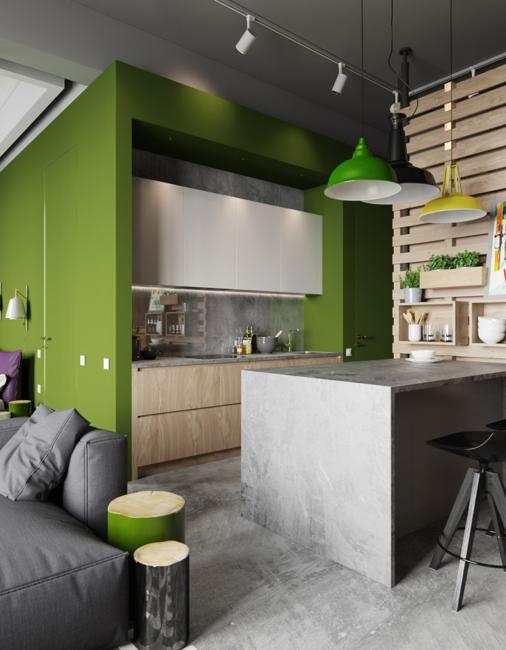 Modern Apartment Ideas in Industrial Style Mixing Concrete, Wood .