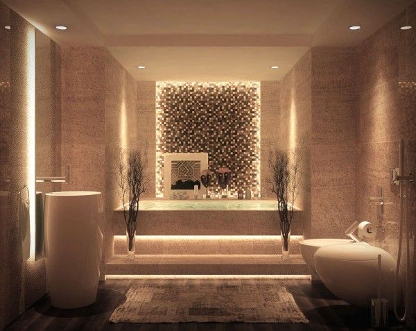 salle de bain de luxe avec mosaïque et grande baignoire | Luxury .