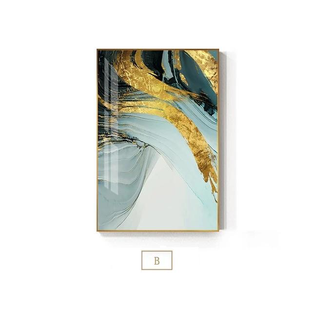 Modern Luxury Abstract Wall Art Golden Blue Luxury Pictures For .