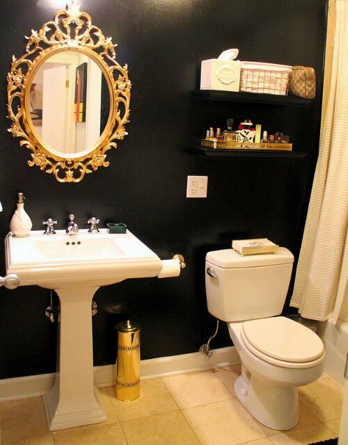 Black & gold bathroom - would make for an amazing feature wall if .