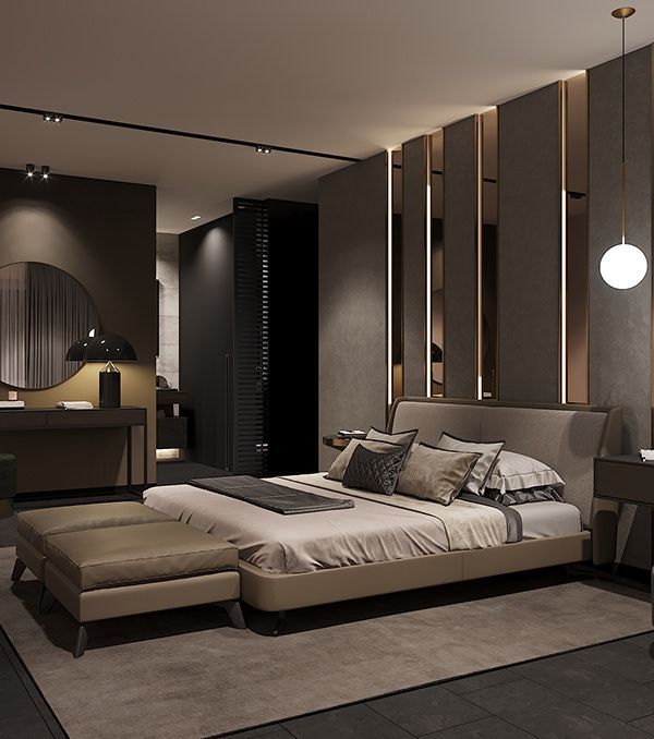 Bedroom in contemporary style on Behance #luxury bedroom #home .