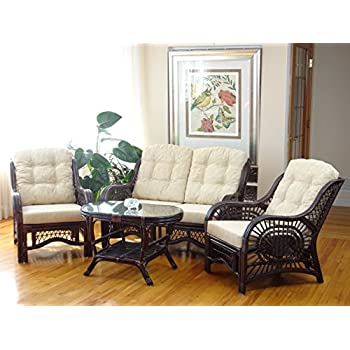 Amazon.com: Malibu Rattan Wicker Living Room Set 4 Pieces 2 Lounge .