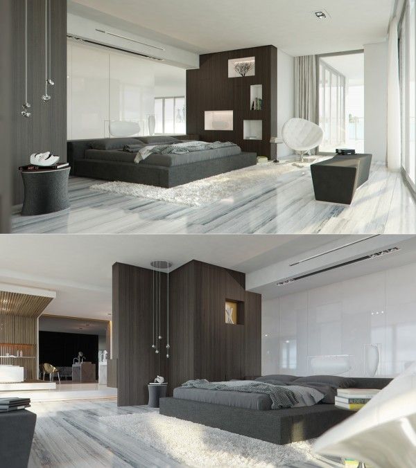 Sleek Bedrooms with Cool, Clean Lines | Grey bedroom decor .