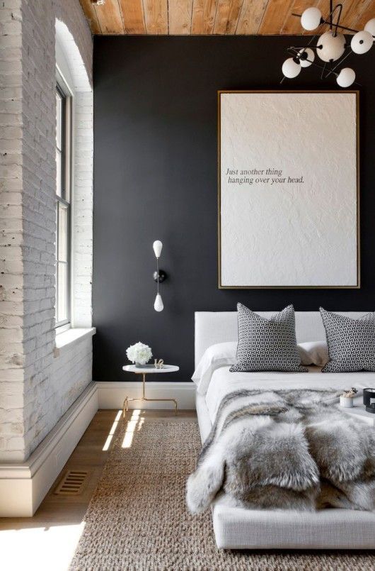 Minimalist Bedroom Design With a Wooden
  and Gray Accent