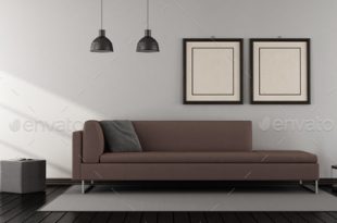 Minimalist living room with sofa Stock Photo by archideaphoto .