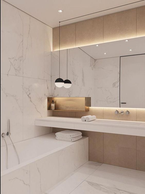 Romo in 2020 | White marble bathrooms, Modern bathroom design .