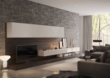 modern stone wall - Google Search | Living room wall designs, Wall .