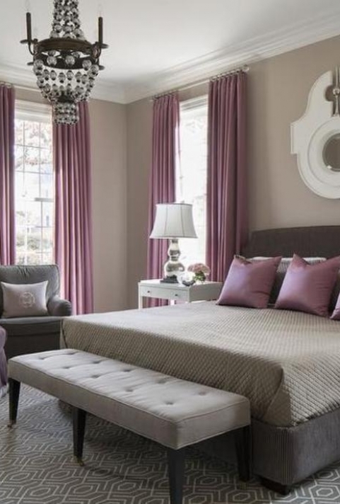 Full Size Bedroom Purple Modern Bedding Goes Walls Master .