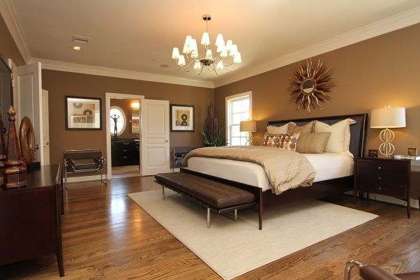 Master Bedroom - Balancing warm and cool colors in the same room .