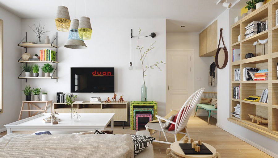 Nordic Living Room Interior Design Bring Out a Cheerful Impression .
