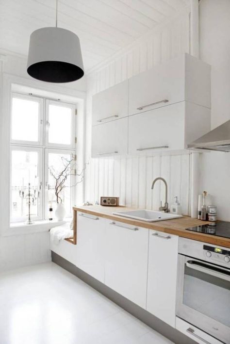23 Beautiful White Scandinavian Kitchen Designs | Small apartment .