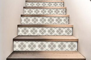 Stair Riser Stickers - Stair Riser Tile Decals - Margot in Taupe .