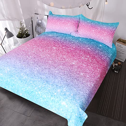 Amazon.com: BlessLiving Colorful Glitter Bedding Girly Turquoise .
