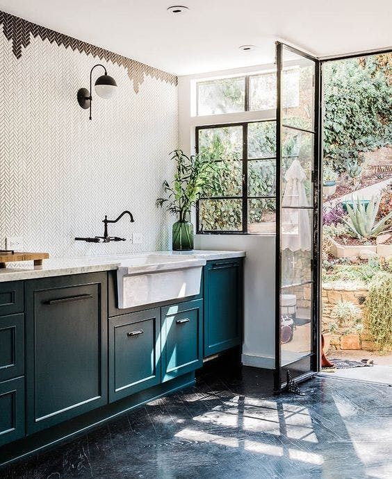 The Kitchen Cabinet Color I'm Obsessed With | Teal kitchen .