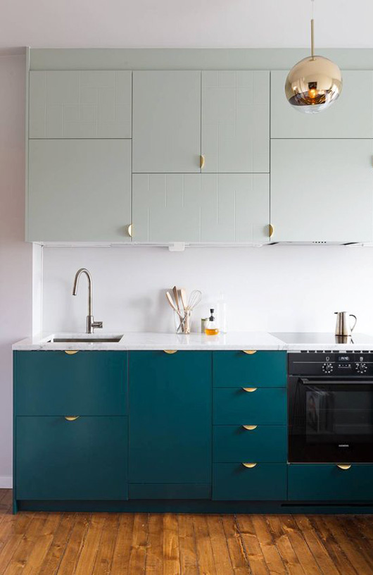 Color Ideas for the Kitchen: Dark Teal Cabinets | Apartment Thera