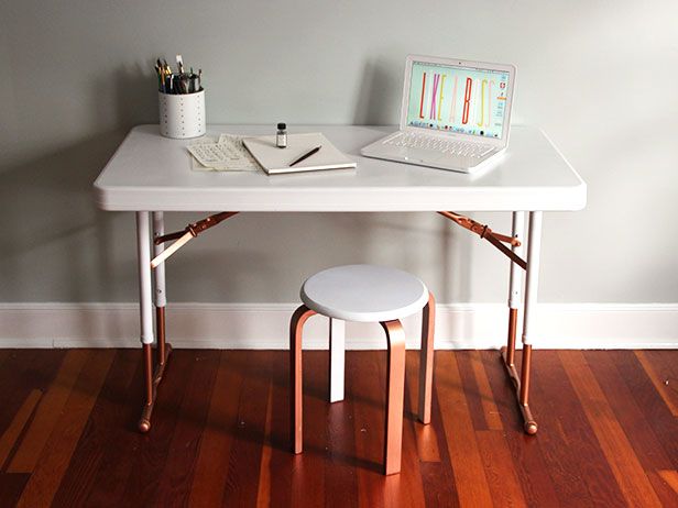 Upcycle a Plastic Folding Table Into a Chic Desk | Chic desk .