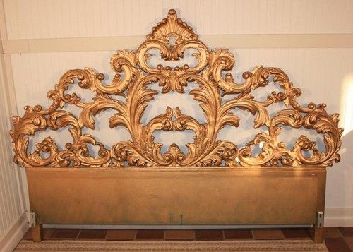 FANCY Vintage CARVED WOOD Rococo Style Hollywood Regency King Size .