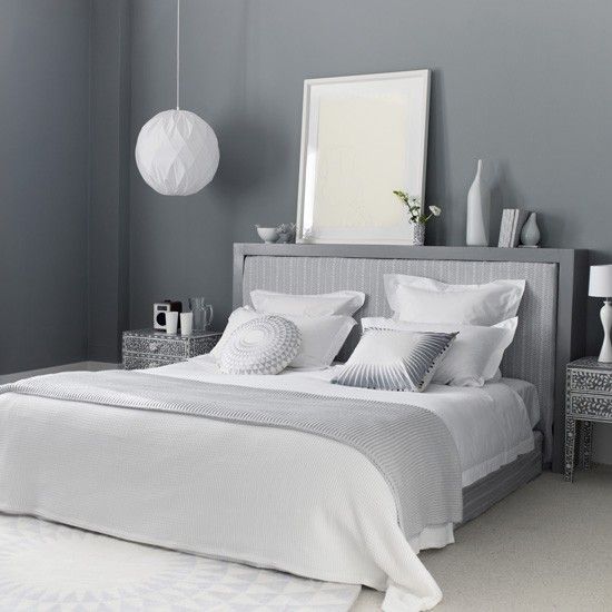 Grey bedroom ideas – grey bedroom decorating – grey colour scheme .