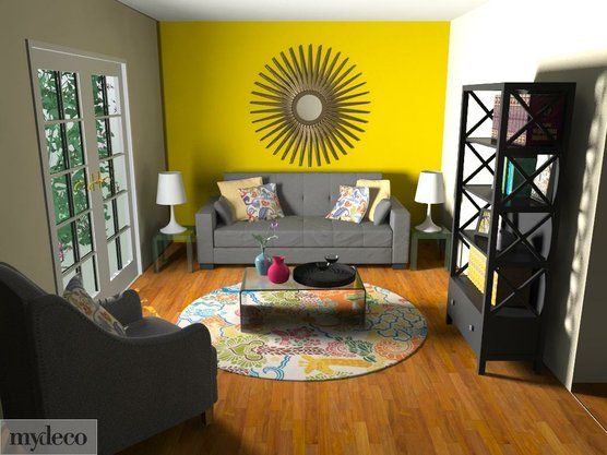 Cachet Style: Makeover Your Home Online in 3D | Yellow accent .